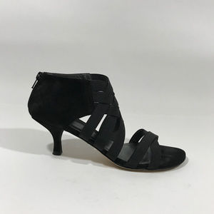 Stuart Weitzman Blk Nubuc & Woven Elastic Heels